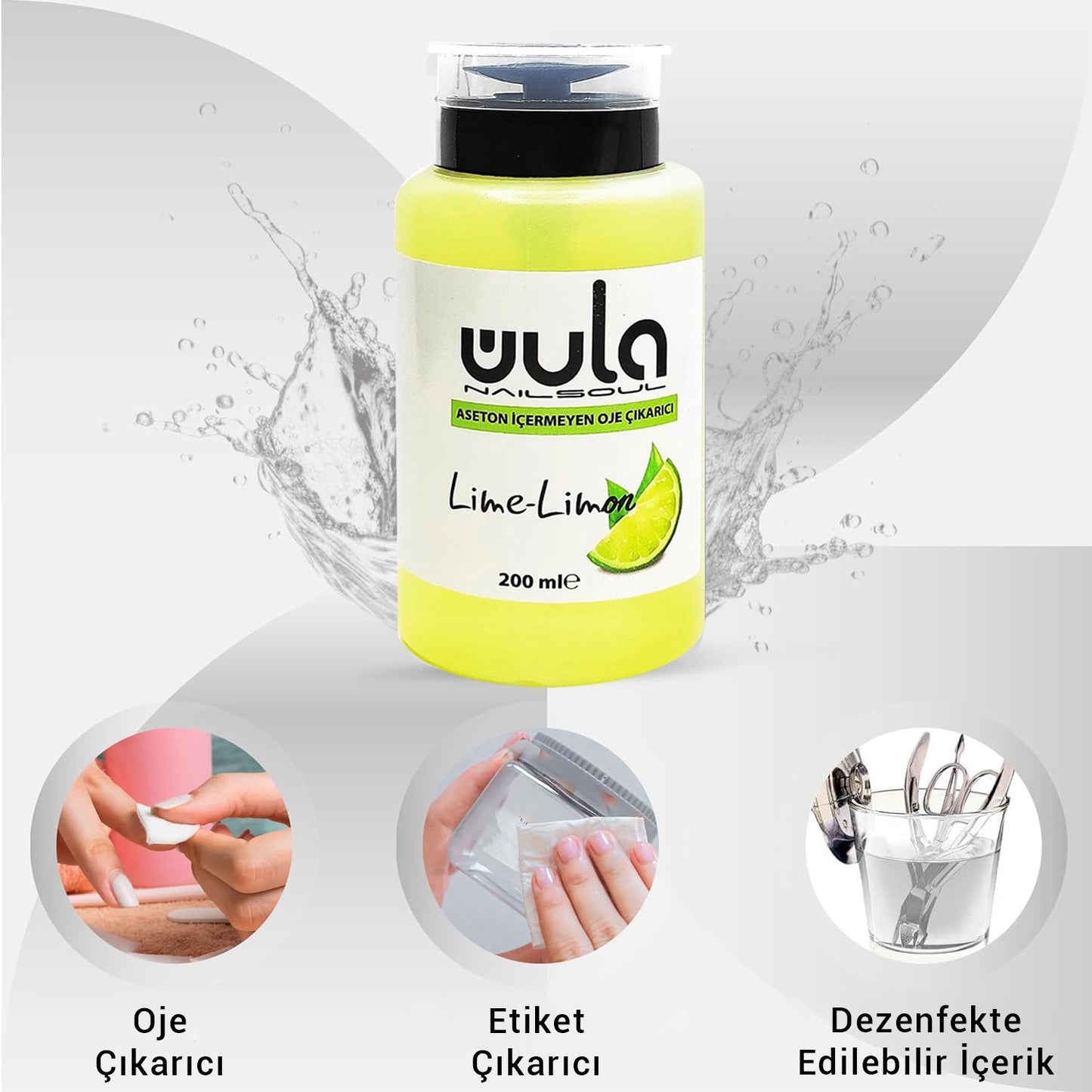 Wula Nailsoul Pompalı Aseton İçermeyen Limon Kokulu Oje Çıkarıcı 200ml